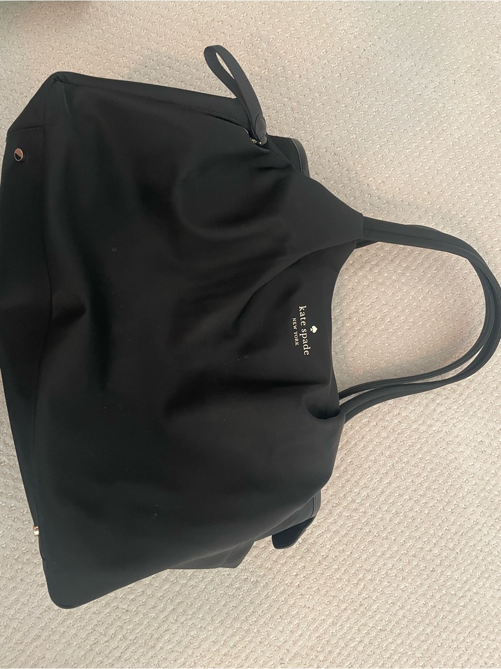 kate spade Black Nylon Tote with Gold Logo